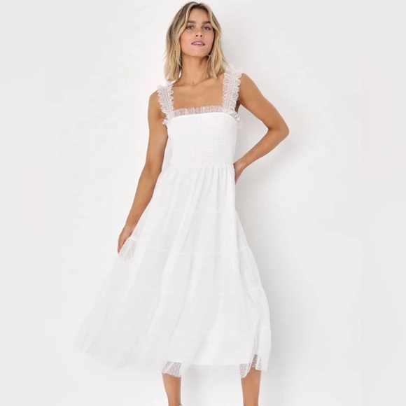 Darling Dancer White Swiss Dot Ruffled Tiered Mini Dress - Picture 3 of 16